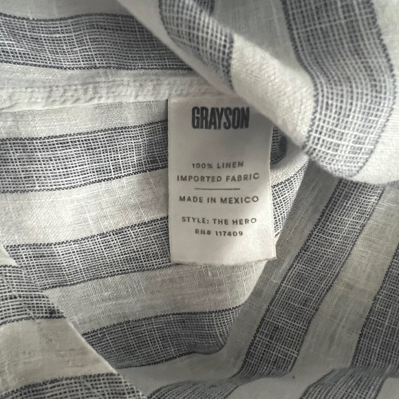 Grayson - The Hero Stripe Tumbled Linen Button Down Shirt Blouse Sz 12/14 - Picture 10 of 12